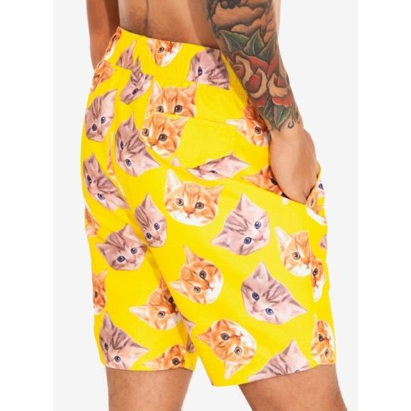 Black Matter Hot Topic Yellow Cats Swim Trunks 3X - Picture 3 of 6